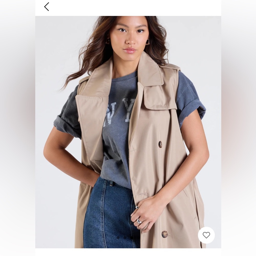 Tan Utility Vest with Belted Design and Relaxed Fit